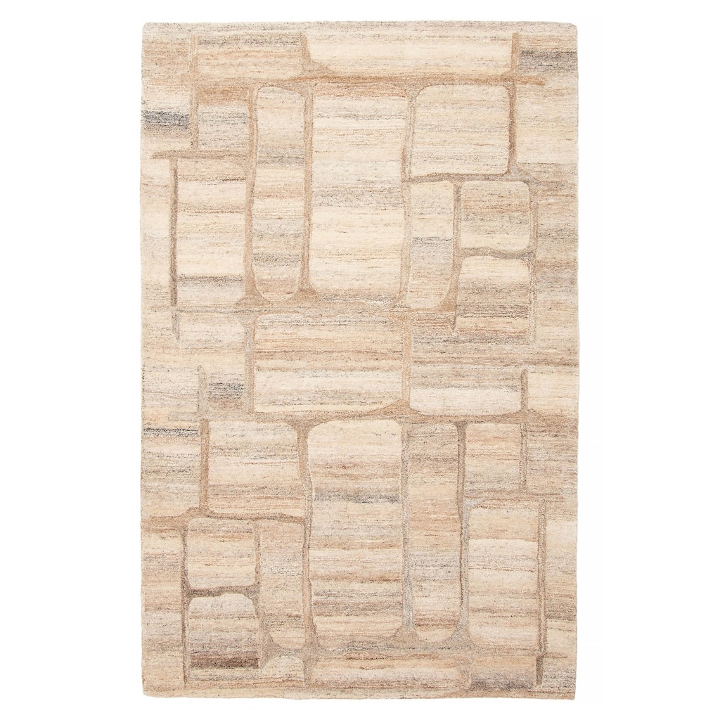 ECARPETGALLERY Hand Tufted Timeless Tan Wool Rug - 5'0 x 7'11