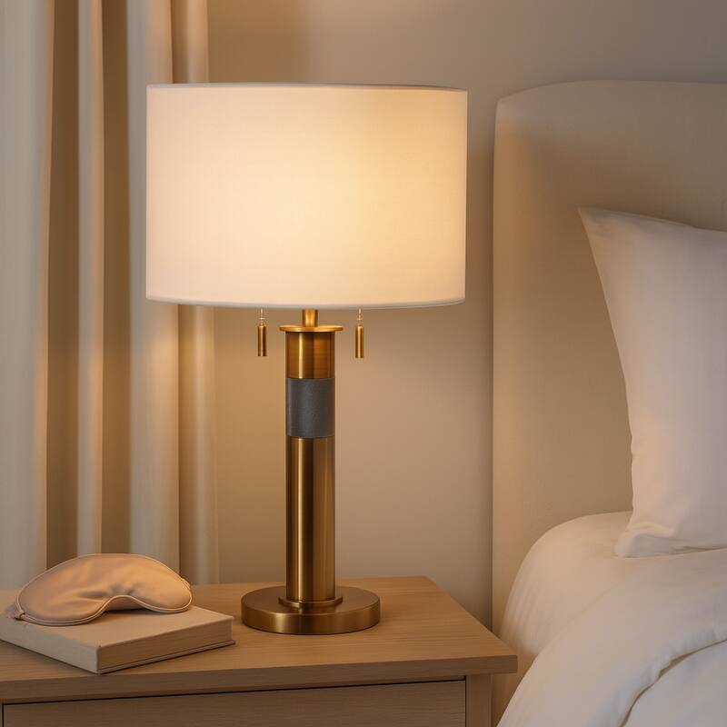 Metal Dual Pulls Contemporary Table Lamp - Gold, 25 in. - 25.0"