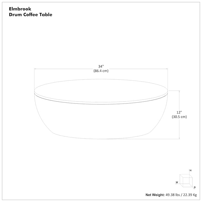 WYNDENHALL Keystone 34 inch Wide Solid Mango Modern Industrial Drum Coffee Table & Assembled