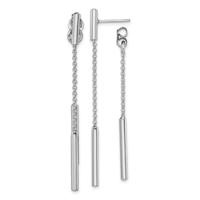 Curata 925 Sterling Silver60.5x2.4 Bar and Chain Front And Back Dangle Post Earrings