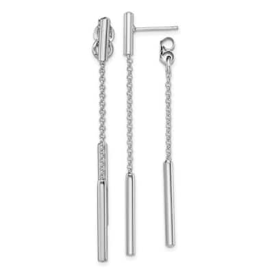 Curata 925 Sterling Silver60.5x2.4 Bar and Chain Front And Back Dangle Post Earrings