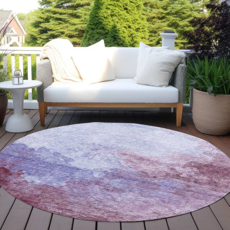 Machine Washable Indoor/ Outdoor Abstract Modern Chantille Rug