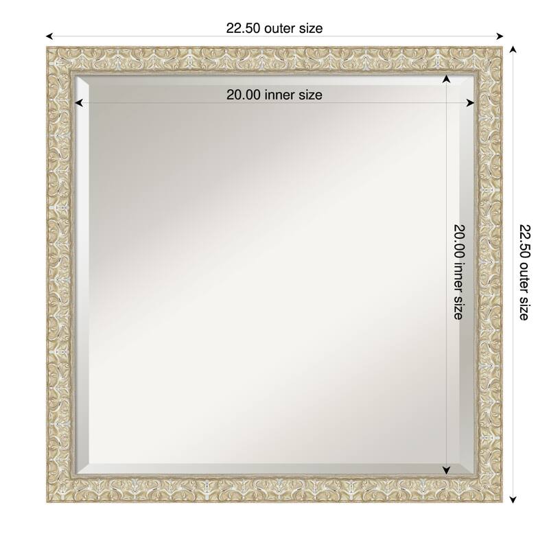 Lila Beveled Wood Framed Bathroom Vanity Wall Mirror - 23 x 23 in - Lila Silver