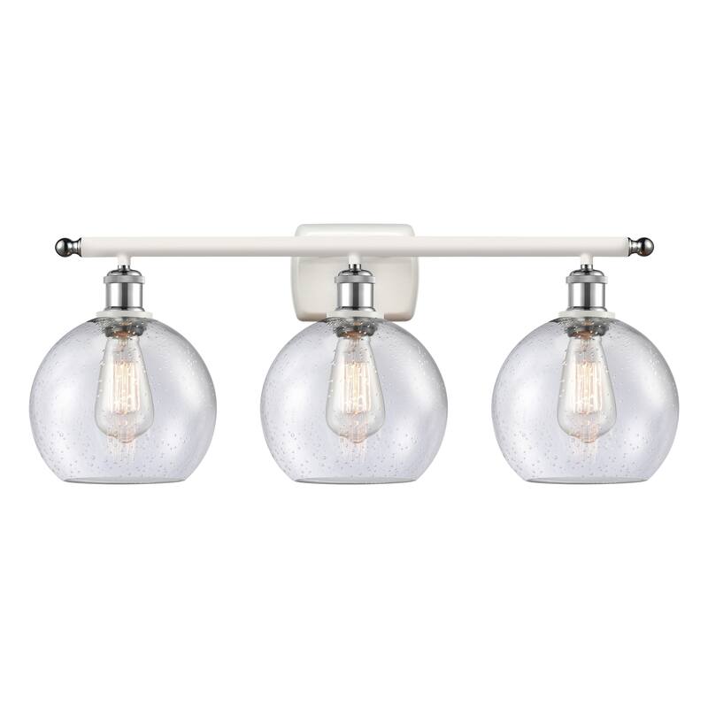 Innovations Lighting Athens 3 Light 26" Bath Vanity Light - 8" Shade - Seedy/White and Polished Chrome