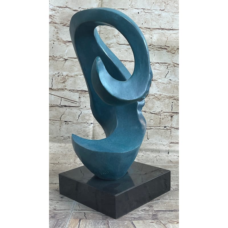 Surreal Salvador Dali Bronze Sculpture Modernist Abstract Face Art Marble Base