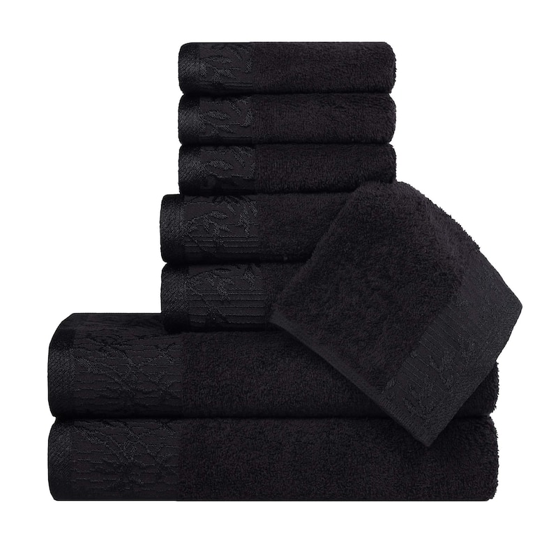 Superior Wisteria Cotton Floral Jacquard 8 Piece Bathroom Towel Set