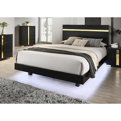 Full Size Engineered Wood LED Platform Bed Frame with Acrylic Trim