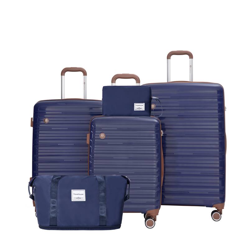 5-Piece Set (20"24"28 +a travel bag and a toiletry bag) ,PP Hardshell Carry on Luggage Set