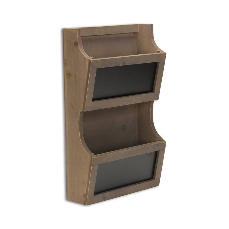 HomeRoots Two Tier Wooden Chalkboard Wall Storage