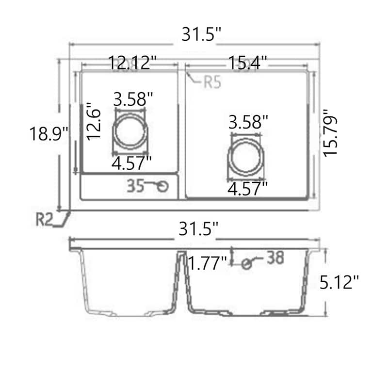 Undermount Double Bowl Kitchen Sinks In Various sizes