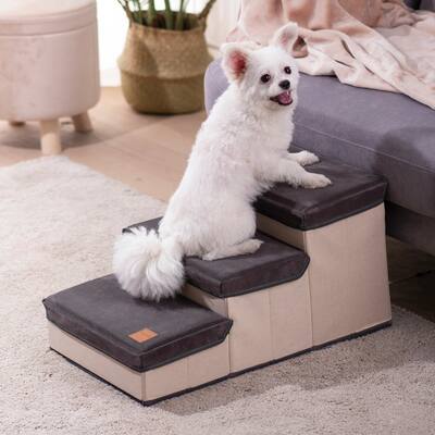 Zeus&Ruta 3 Tiers Foldable Dog Stairs Pet Steps