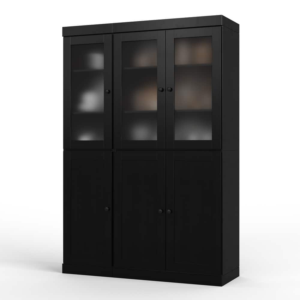 Palace Imports 100% Solid Wood 48.5" Pantry Cabinet with Frosted Glass, Shaker Doors and Adjustable Shelves