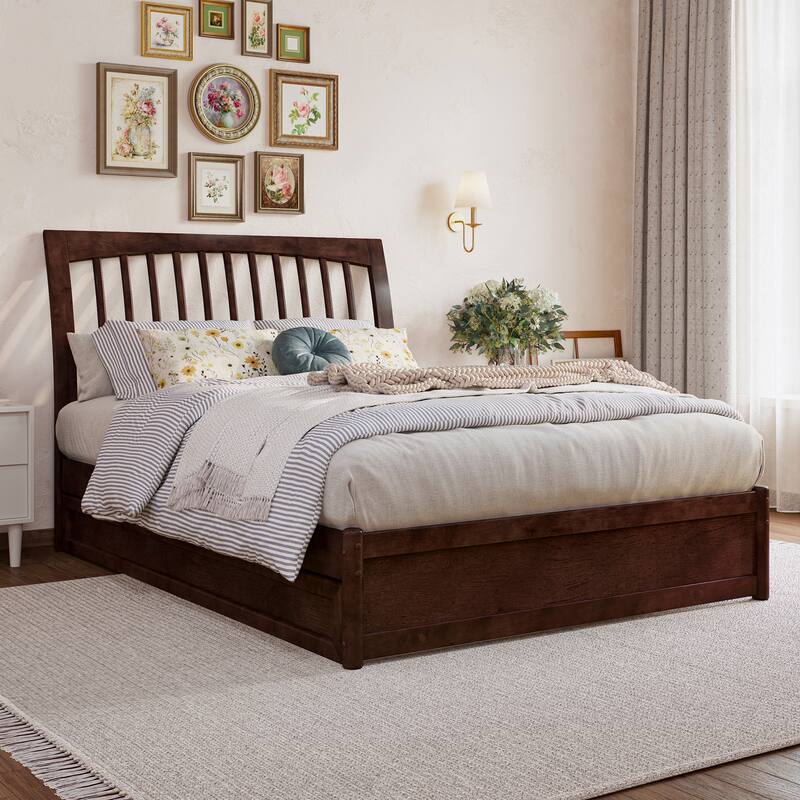 Roslyn Platform Bed with Panel Footboard and Twin Trundle