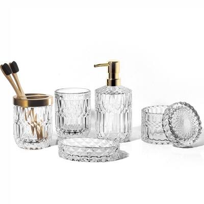 6PCS Bathroom Clear Glass Accessories Set