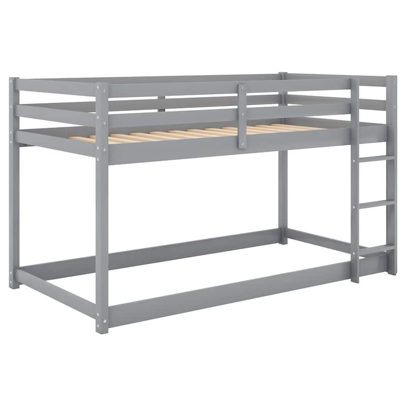 Twin over Twin Solid Wood Low Bunk Bed