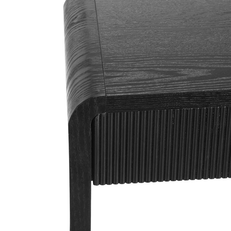 Modern 59" Console Table with 3 Drawers, Vertical Slats and Round Edge Design for Entryway or Hallway