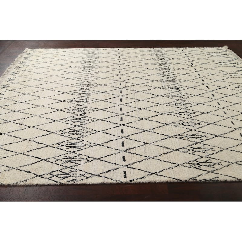 Trellis Moroccan Oriental Wool Area Rug Hand-knotted Home Decor Carpet - 8'0" x 10'5"