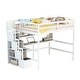 preview thumbnail 3 of 33, Full Size Loft Bed with Desk and Shelves White