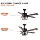 preview thumbnail 5 of 11, 52" Black 2-Light Seeded Glass Ceiling Fan with Light Kit and Remote