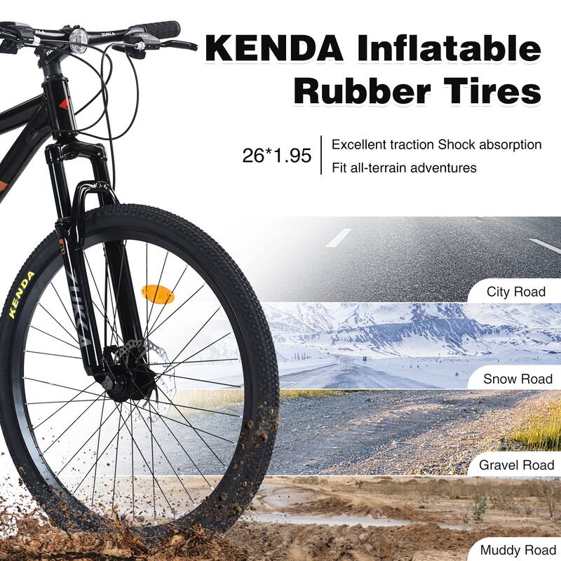26-Inch Mountain Bike with 8-Speed Gears, Suspension Fork, Double Disc Brakes, and Kenda Tires for Adults