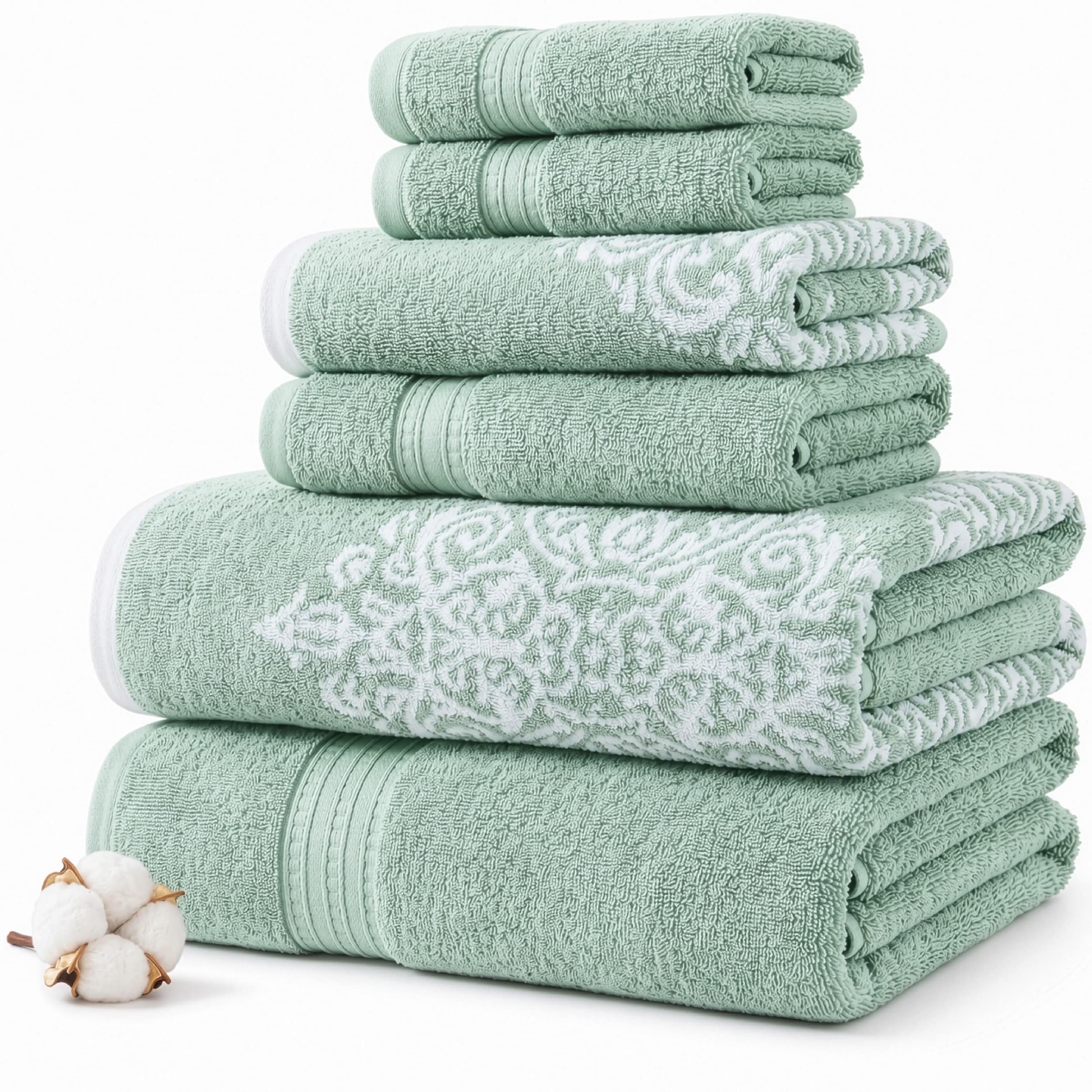 Modern Threads Artesia Damask 6 Piece Yarn Dyed Jacquard Towel Set
