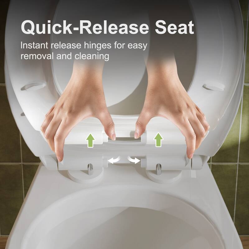 HOROW 2 Piece ADA Height Round Toilet White 1.28 GPF Strong Flush Quiet Soft Close Seat