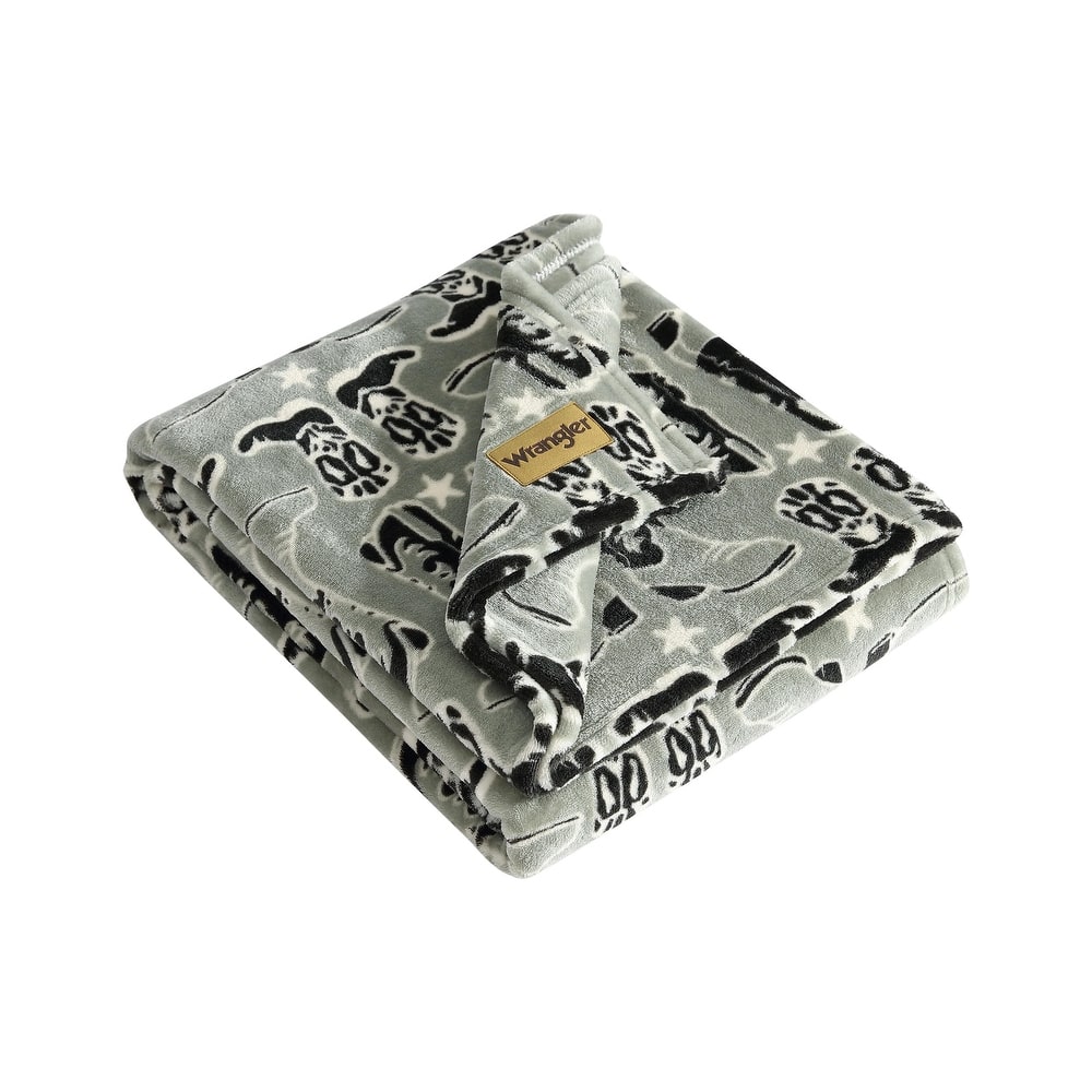 Wrangler Printed Ultra Soft Plush Fleece Throw Blanket