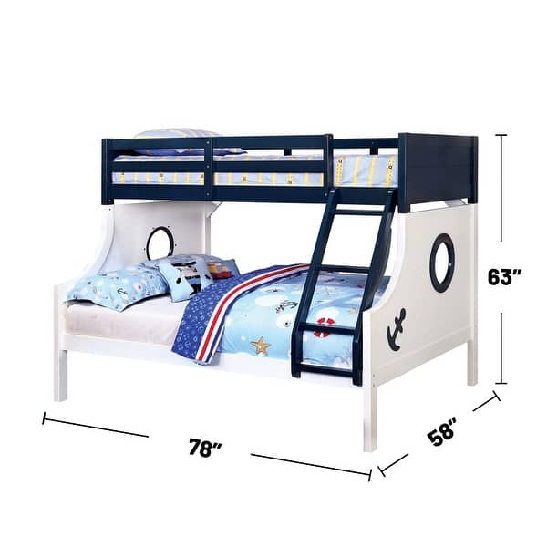 dimension image slide 0 of 2, Wooden Twin over Full Bunk Bed with Angled Ladder