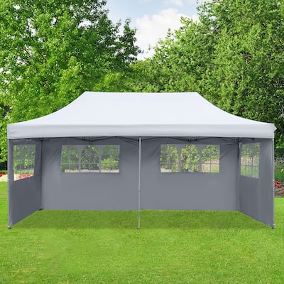 Zenova 10'x20' Pop up Canopy Tents with 4 Sidewalls Portable Folding Outdoor Gazebo Tent for Wedding Party