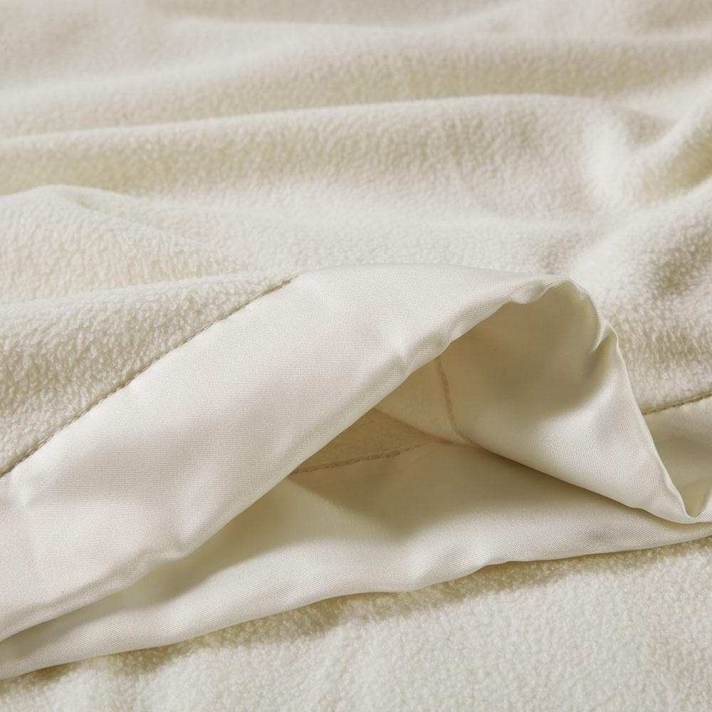 Full/Queen Classic Matte Satin Binding Micro Fleece Blanket Ivory - On ...