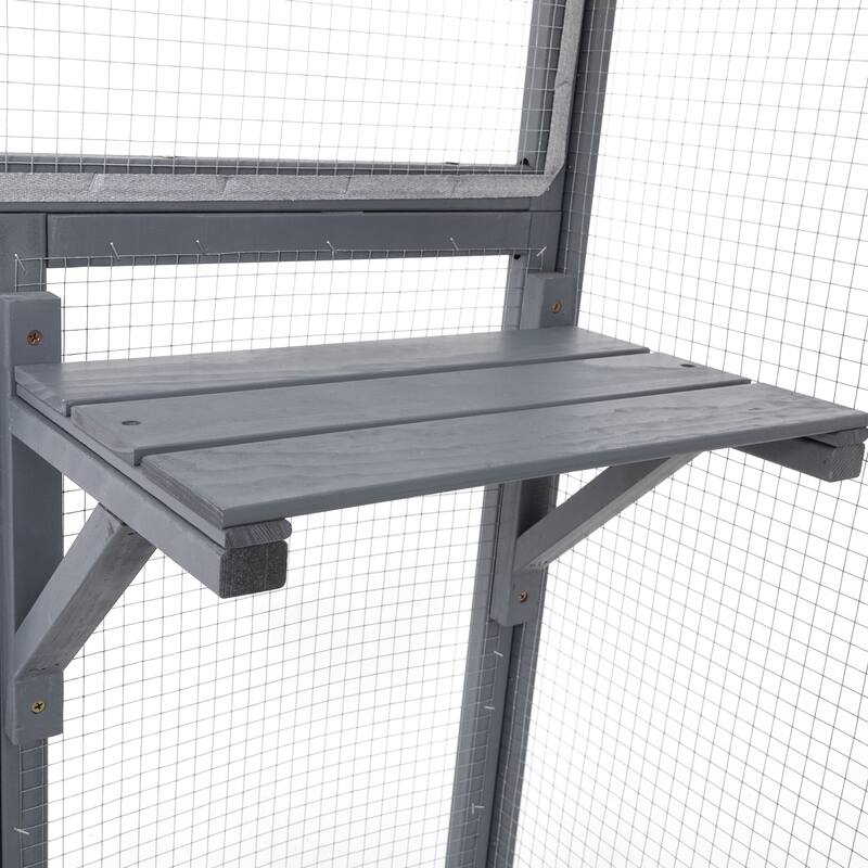 Outdoor Cat Catio House, Outdoor Wood Cat Enclosure with Sun Sheet Roof, Cat Cage Playpen with 3 Platforms & Lockable Doors