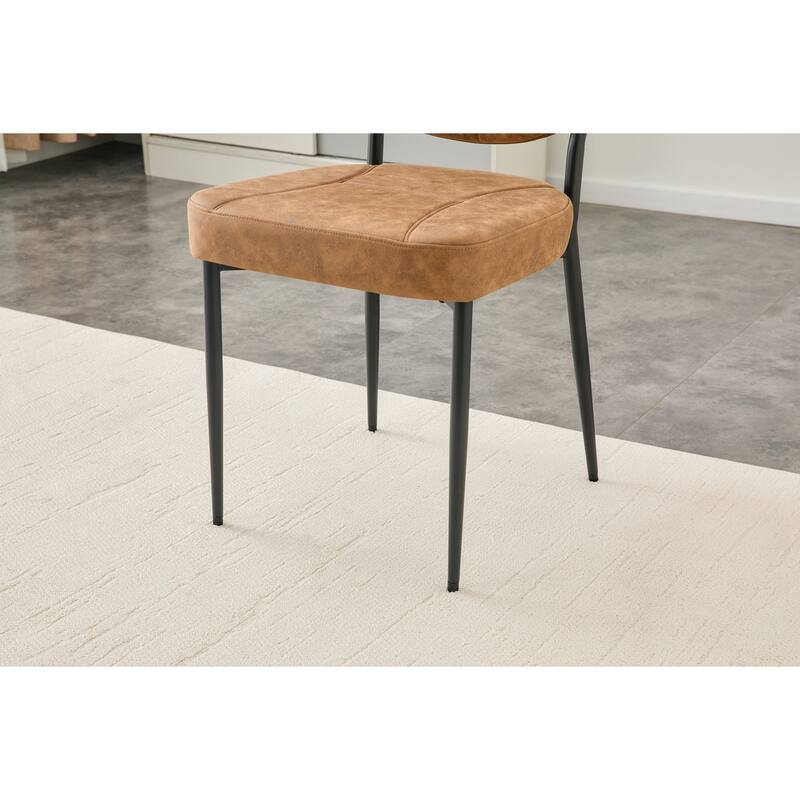 Set of 4, 20" PU Leather Upholstered Dining Chairs with Metal Legs