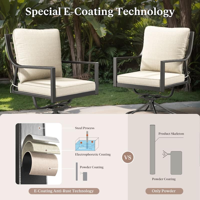 Outdoor Patio Glider Chairs Beige Cushion Set