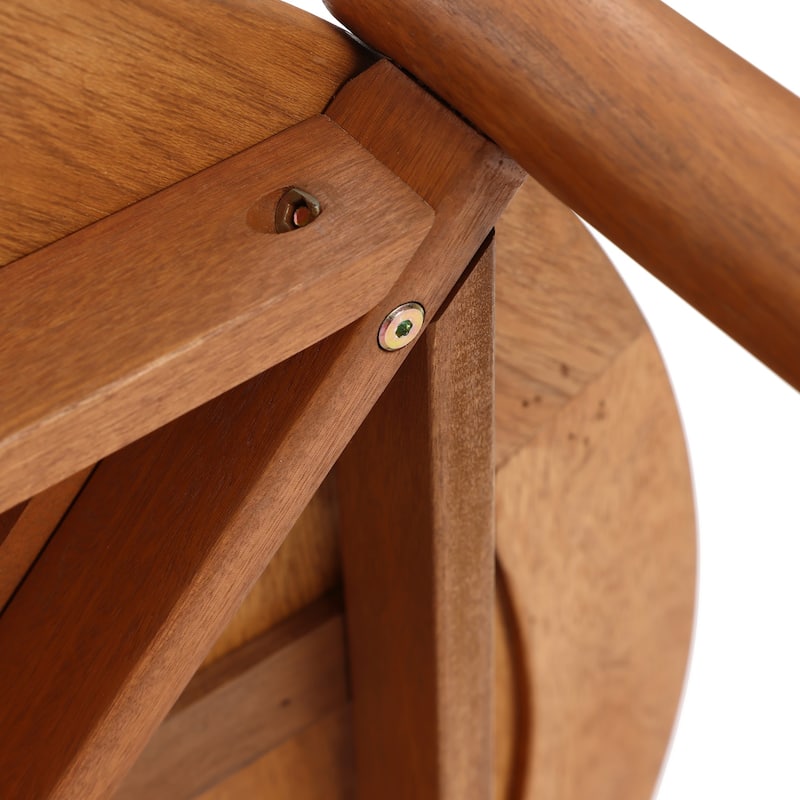 Natural Wooden Outdoor Coffee Table, Round Solid Wood Patio Table - 17.72" H