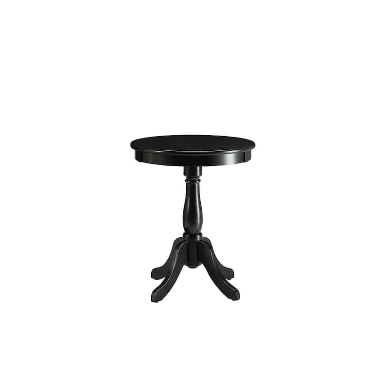 HomeRoots 22" Black Wood Round Pedestal End Table - 18" W x 18" D x 22" H