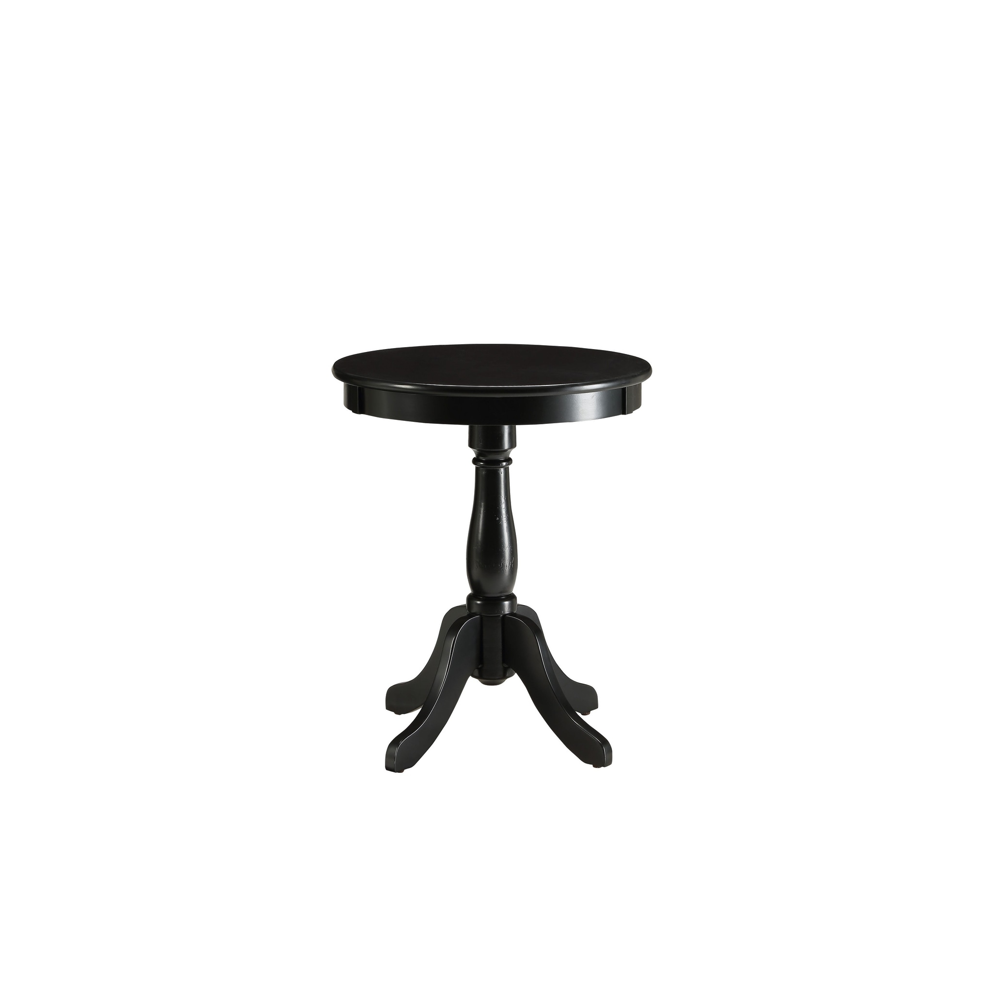 HomeRoots 22" Black Wood Round Pedestal End Table - 18" W x 18" D x 22" H