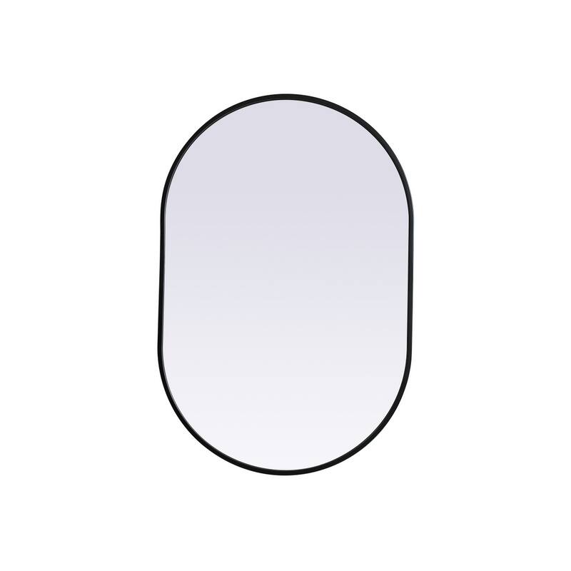 Indigo Home Metal Frame Oval Mirror 24x36 Inch - Black