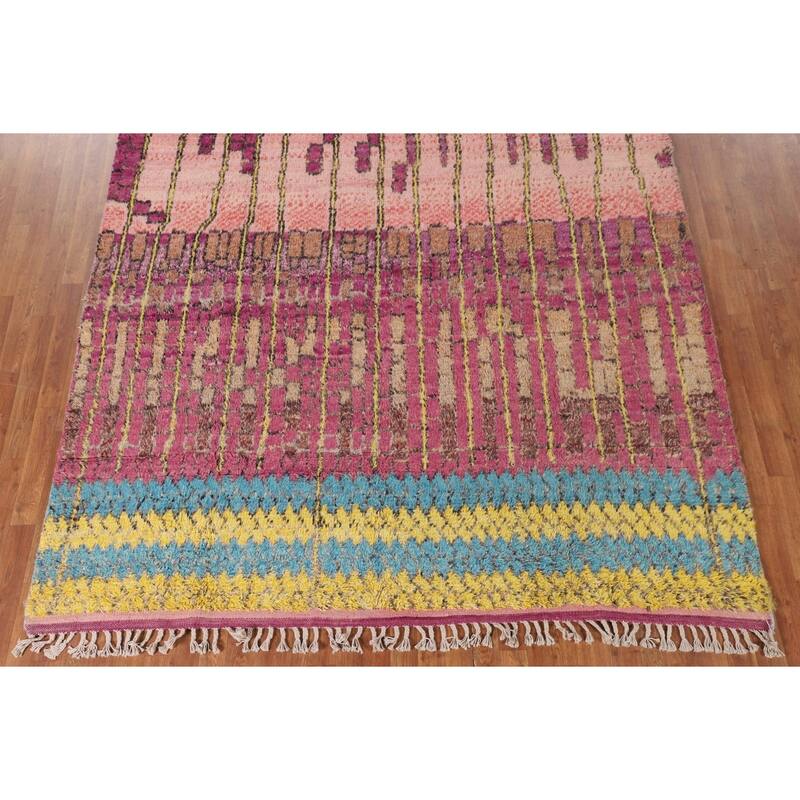 Plush Moroccan Style Rug Hand-Knotted Wool Carpet - 7'8" x 10'11"