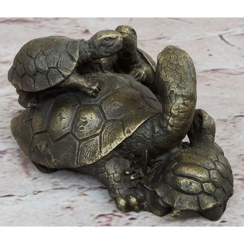 Turtle Family 3 Turtles Bronze Metal Figurine Sculpture Signed Original Art By Milo