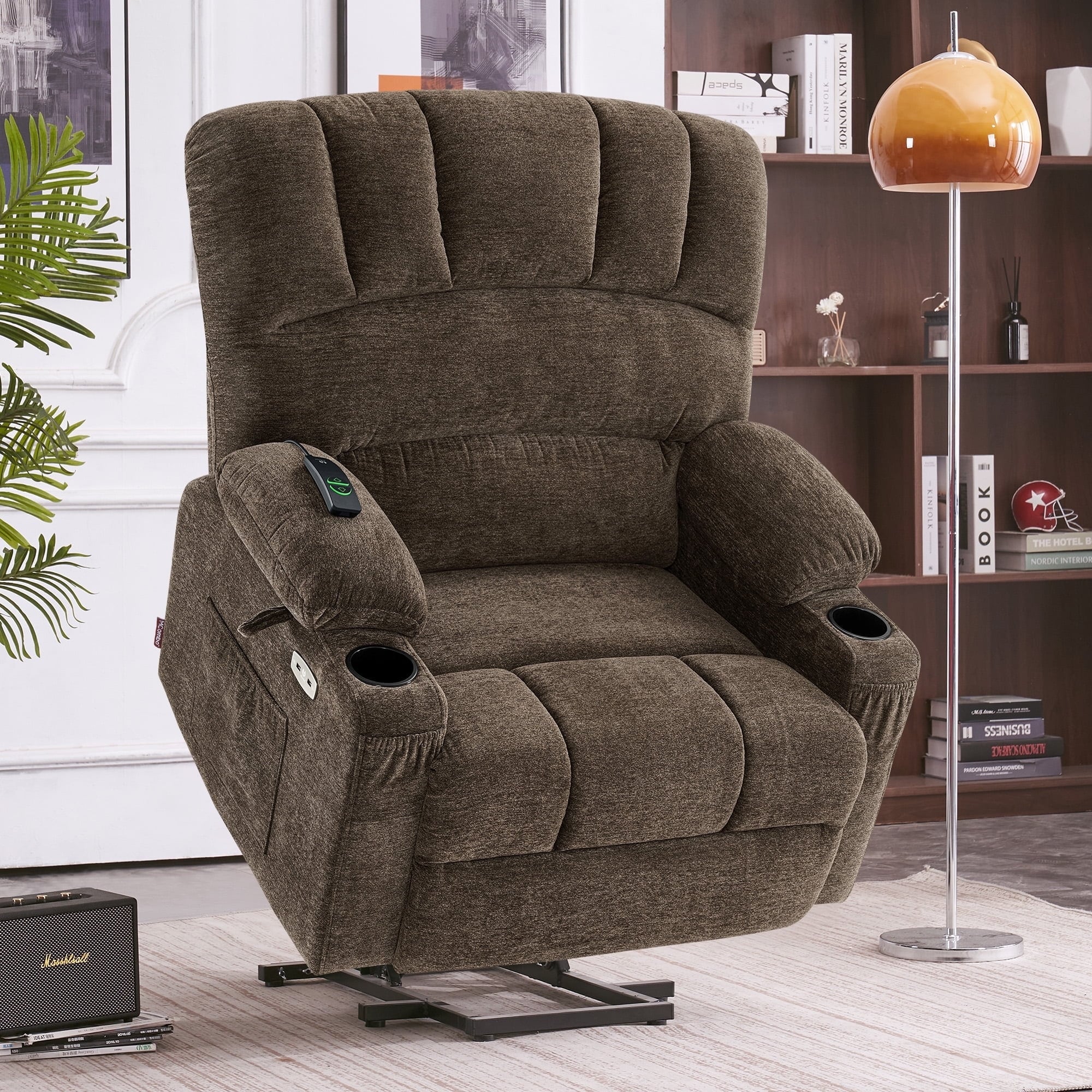 MCombo Power Lift Recliner Chair with Massage and Heat for Big Elderly People, Fabric R7092 (Large-Wide)