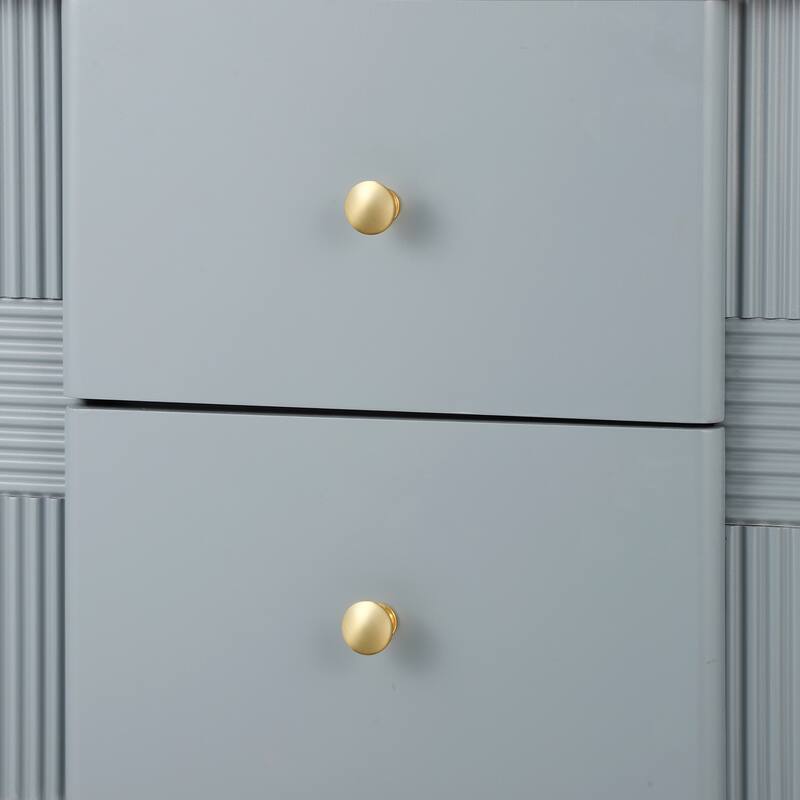 Modern 2-Drawer Fluted Nightstand - Golden Metal Handles/Legs, Easy Assembly Bedside/End Table (Blue)