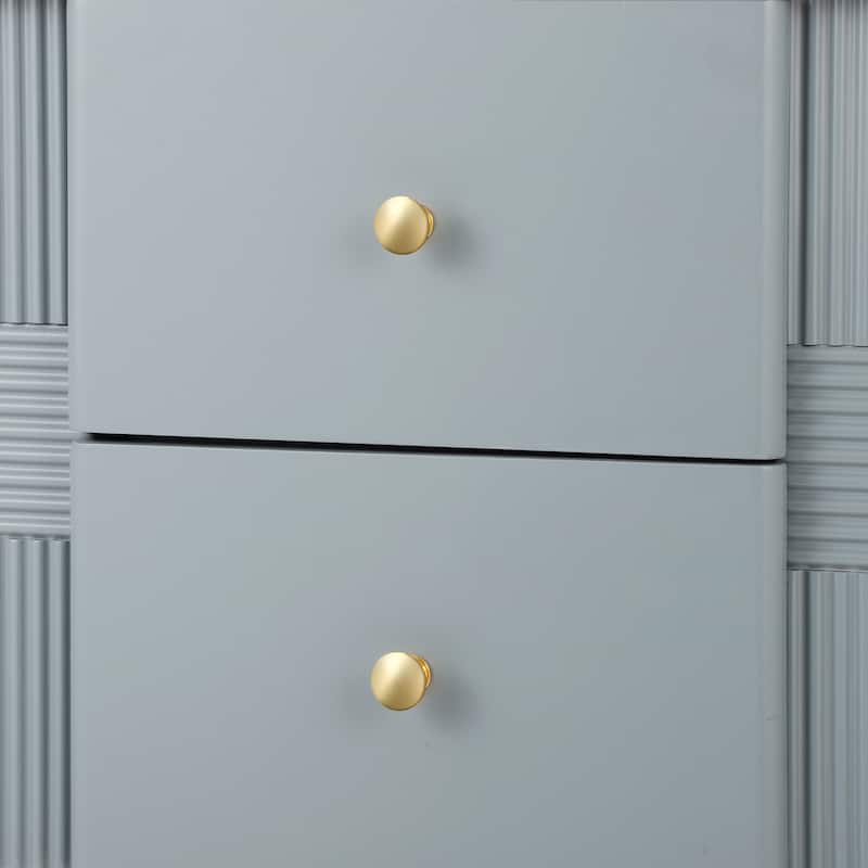 Modern Nightstand with 2 Storage Drawer, Fluted Bedside Table with Golden Metal Handles and Legs