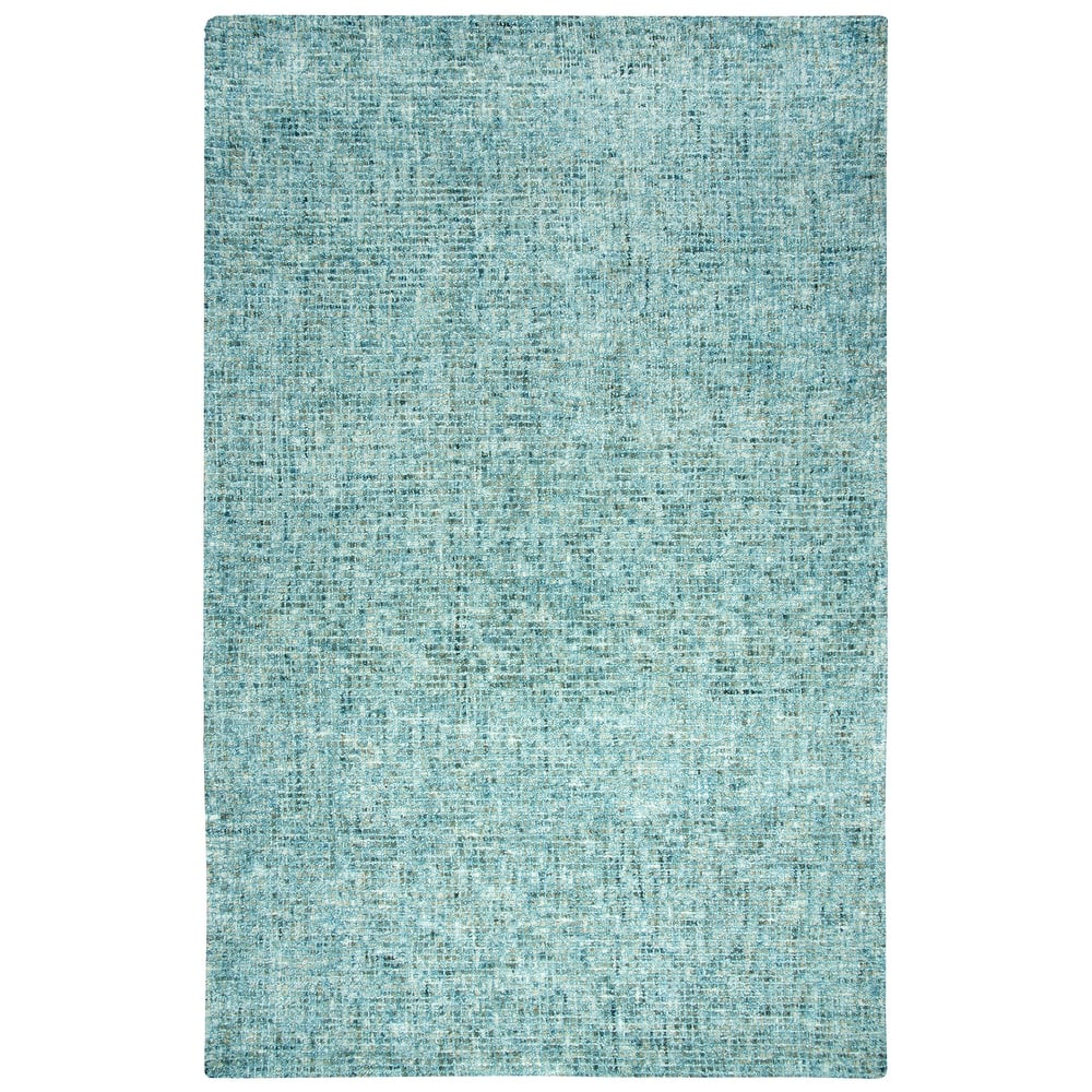 Alora Decor Storm Teal, Blue, and Beige Hand-tufted Geometric Wool Rug