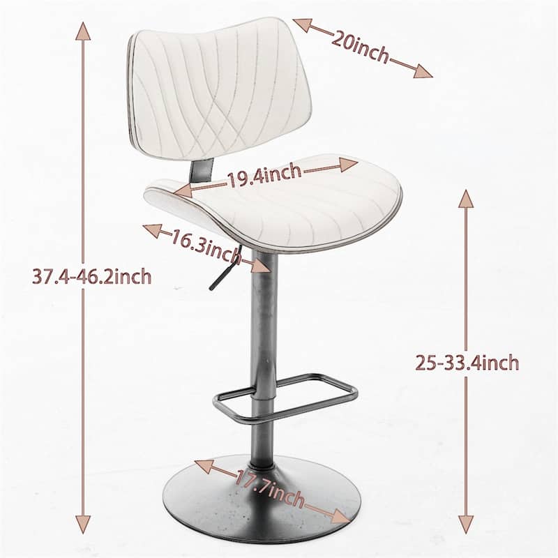 Adjustable Counter Height Leather Upholstered Swivel Bar Stools