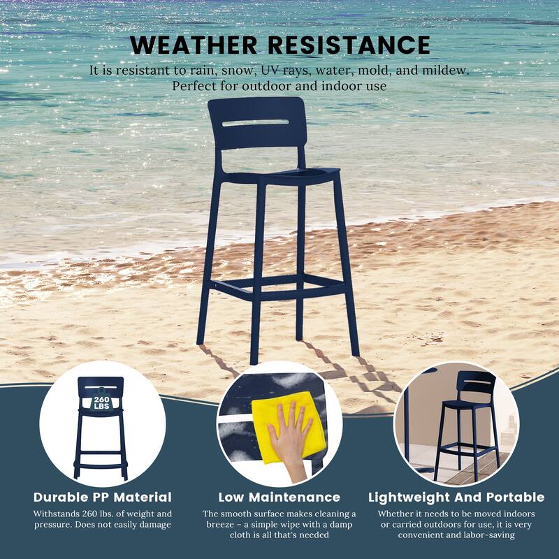 Frond and Form 29.5 Inch Outdoor Bar Stool (Set of 2)