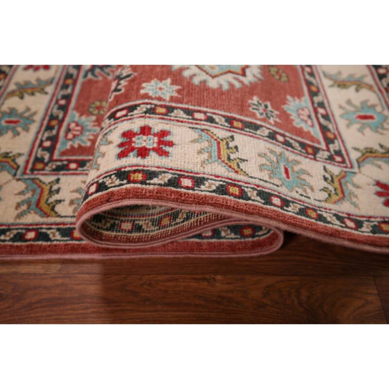 Kazak Accent Rug Handmade Traditional Orange Wool Carpet - 2'8" x 4'1"