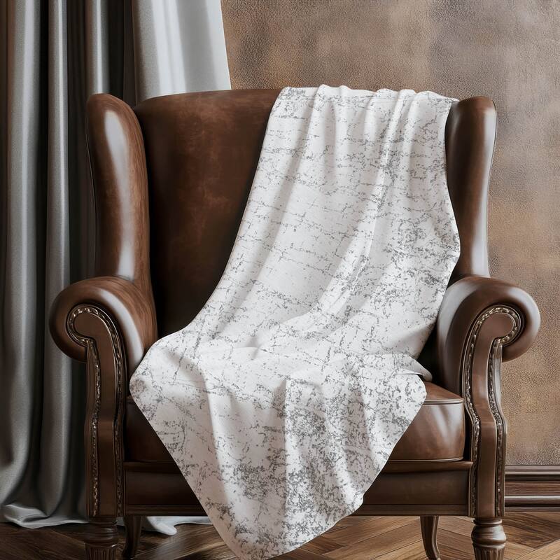 Premium Machine Washable Modern Crackle Sherpa Throw Blanket