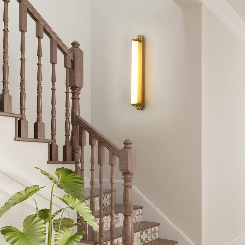 24" Modern Black/Gold LED Wall Sconce - 11W 3000K Warm Light, Linear Fixture for Bedroom & Hallway