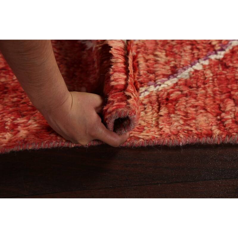 Geometric Tribal Moroccan Wool Runner Rug Hand-knotted Oriental Carpet - 2'1" x 11'2"