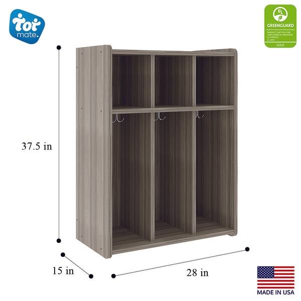 dimension image slide 1 of 2, Tot Mate 3-Section Laminate Floor Locker - 28" x 15" x 37 1/2"